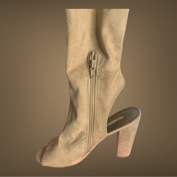 Guess Open Toe Knee High Suede Boots - Picture 7 of 11